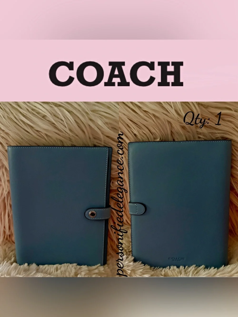 NEW Coach Cornflower Blue Smooth Leather Notebook Journal Diary Planner